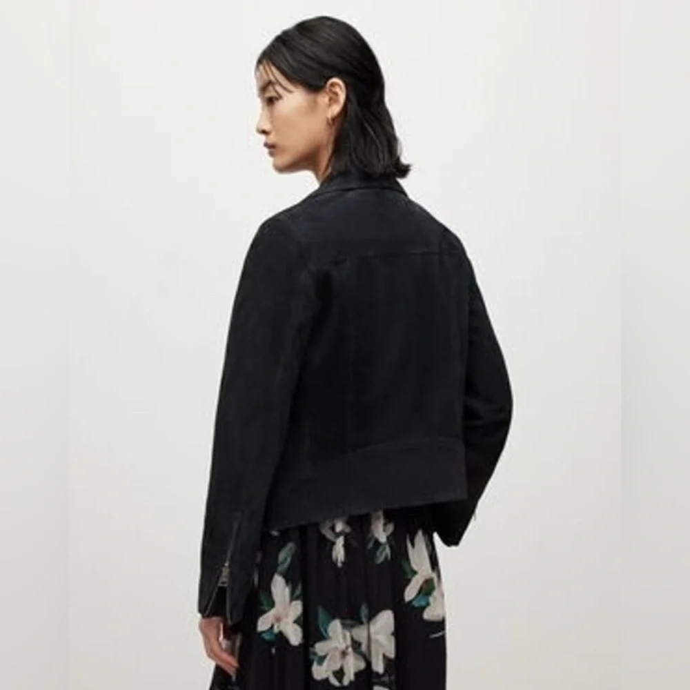 All Saints Suede Darby Biker Jacket - Picture 2 of 5
